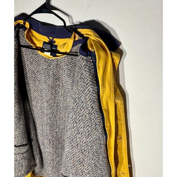 Lands’ End Yellow Corduroy Collar Jacket Men’s XL Wool Lined Casual Coat - Picture 5 of 6